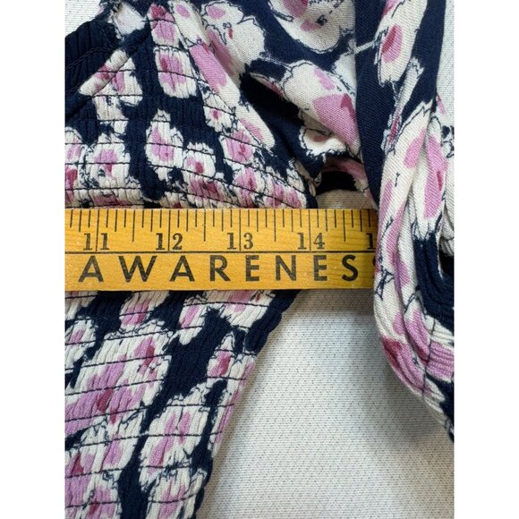 Abercrombie & Fitch Womens Floral Flowy Dress S Navy Pink White Elastic Waist Sm - Picture 11 of 16